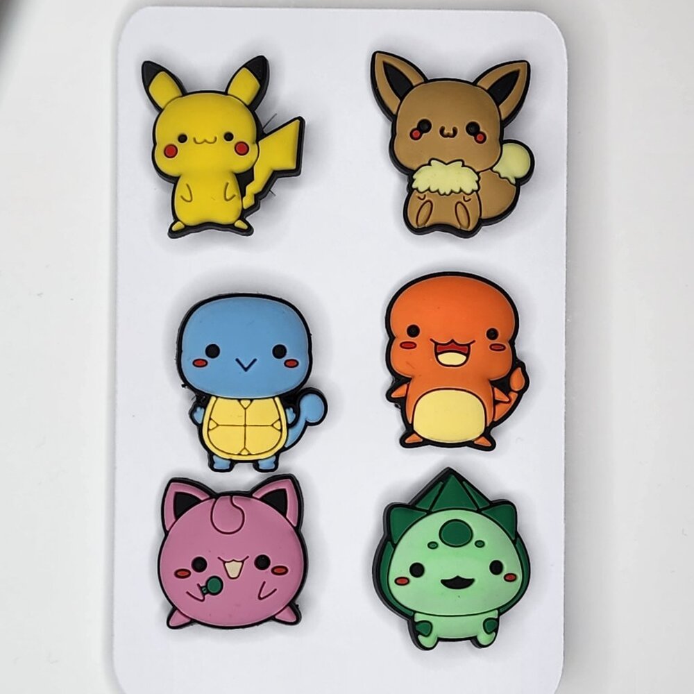 Pokémon Croc Charms, Jibbitz: Baby Pikachu, Bulbasaur, Charmander, Squirtle NEW